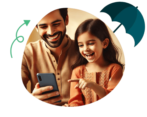 Father and daughter using GetClaims on a phone